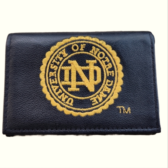University of Notre Dame Fighting Irish Vintage Black Leather Wallet - Picture 11 of 11